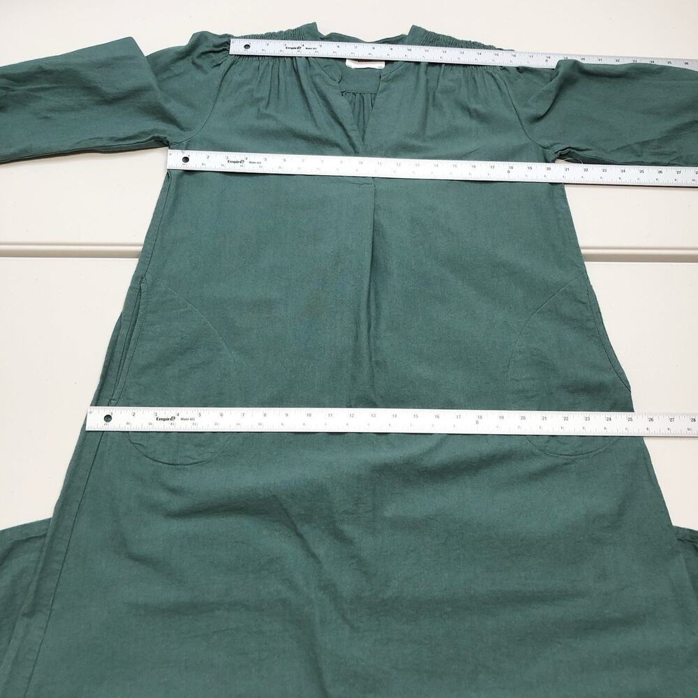 Xirena Maxi Dress With Belt Size S Or M Long Sleeve Shirred Cuffs Green ?Cotton? - Picture 3 of 5